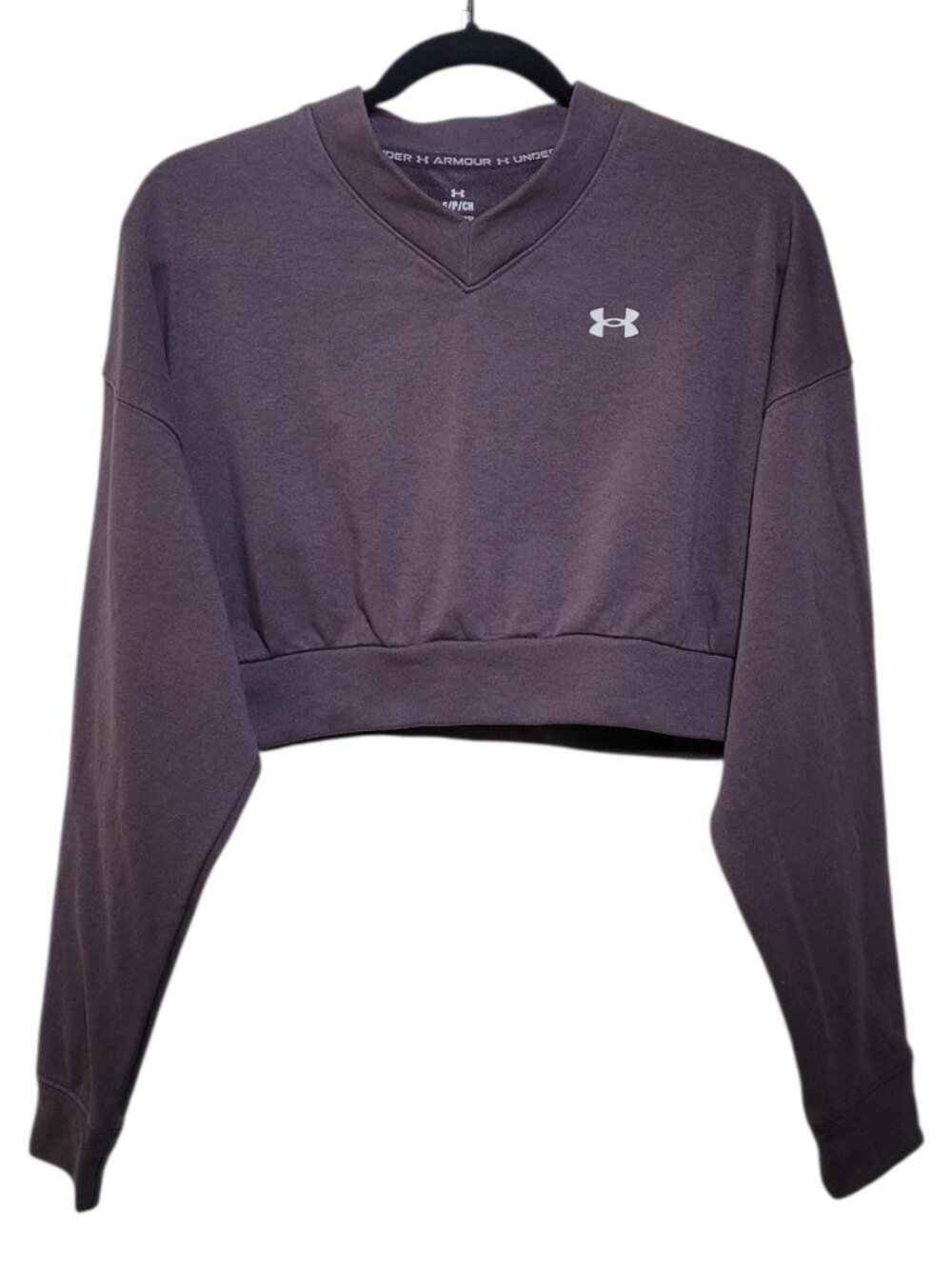 Under Armour Crop Sweatshirt Rival Terry Oversized V Neck Womens Small